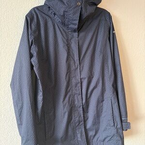 Columbia Omni-tech Navy Blue Hooded Jacket (L)